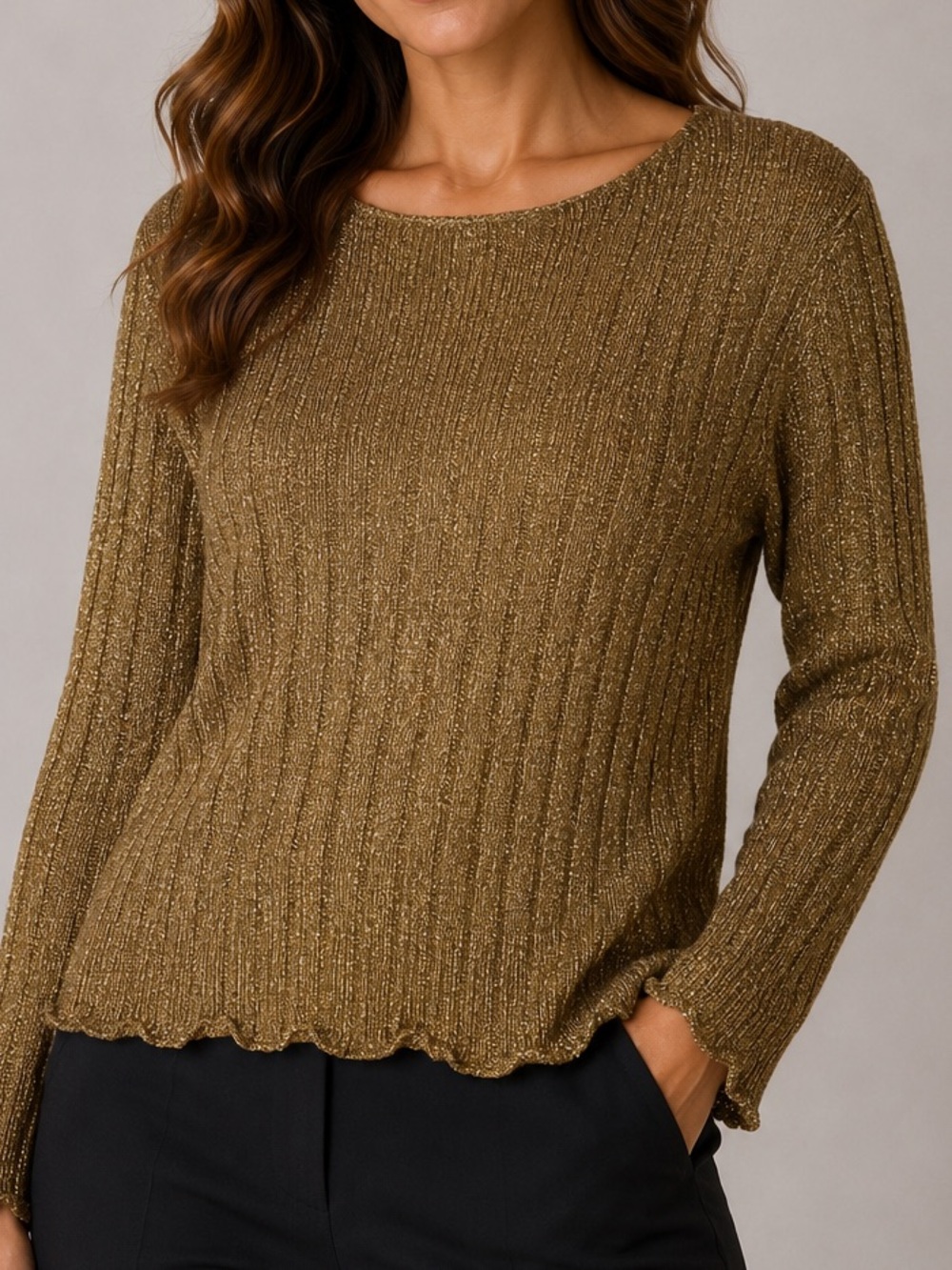 Jones New York Sport Gold Metallic Sweater